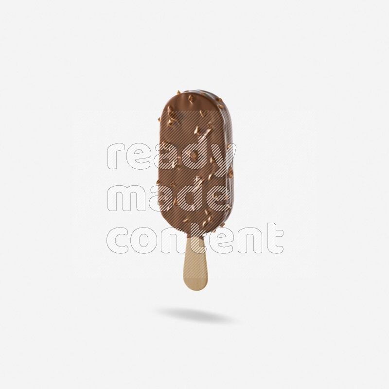 Chocolate ice cream stick mockup isolated on white background 3d rendering