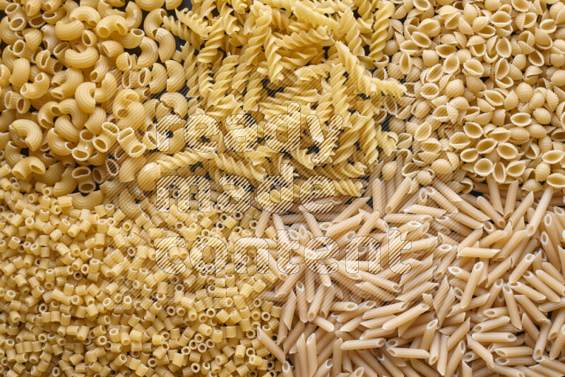 5 types of pasta filling the frame