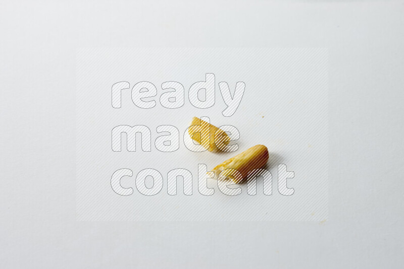 Assorted snacks on white background