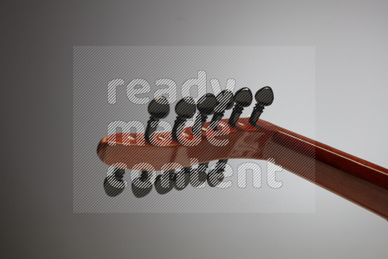 parts of a brown wooden Oud in a gray background