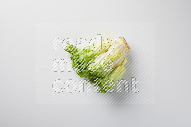 A fresh head of lettuce with green leaves on white background
