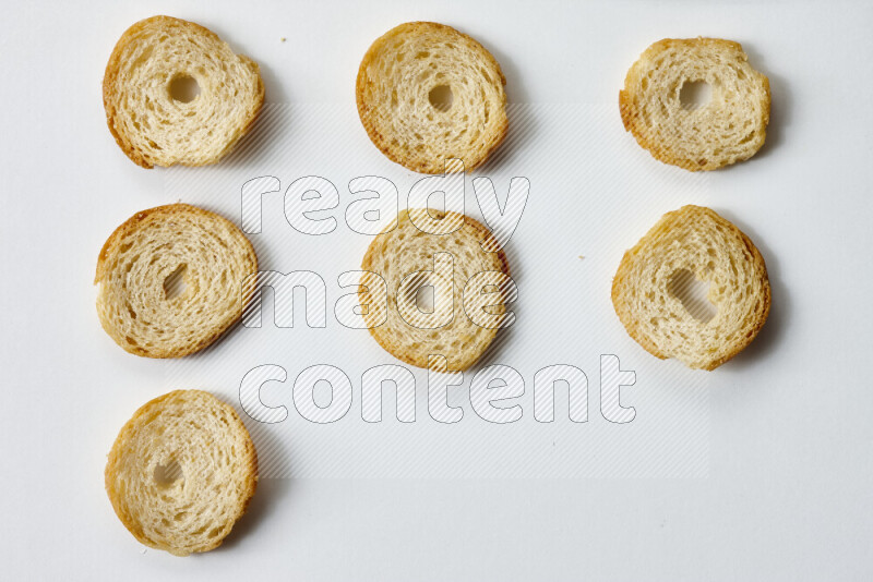 Assorted snacks on white background