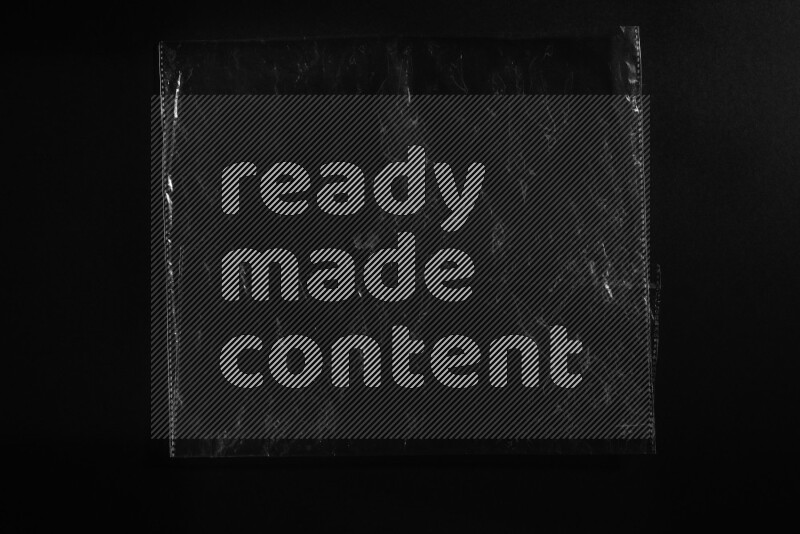 Transparent plastic textures on black background