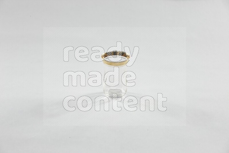 Glassware such as coffee pot, cup, saucer and jar on white background