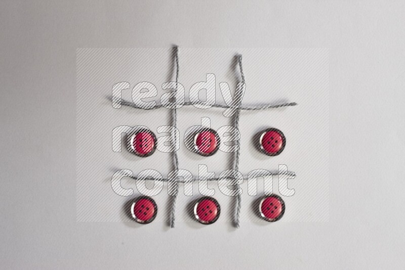 Red buttons placed on grey background