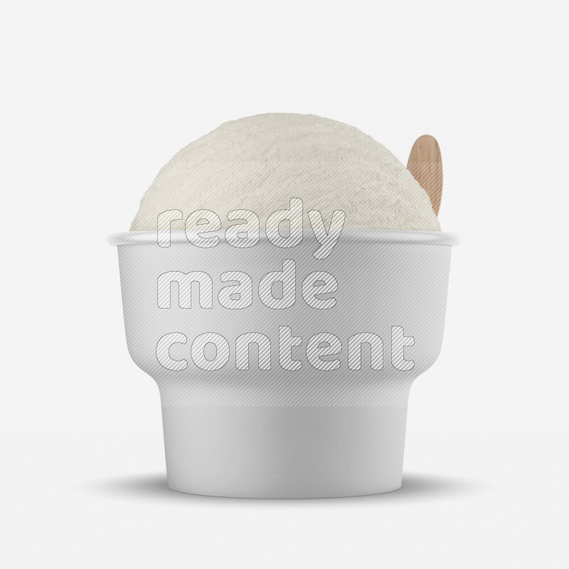 Ice cream in a white rough paper cup mockup isolated on white background 3d rendering