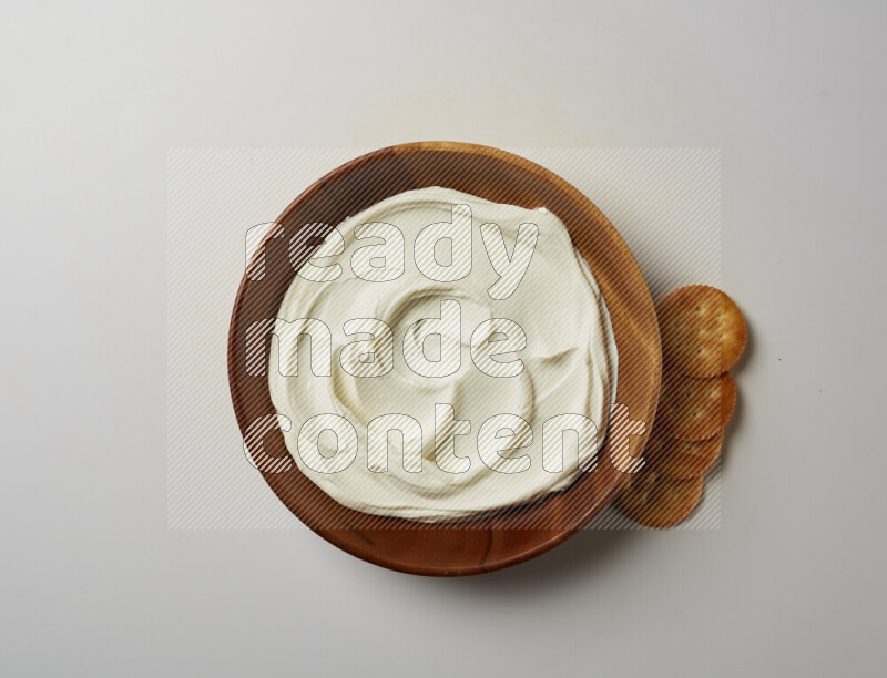 Plain Lebnah in a wooden plate on a white background