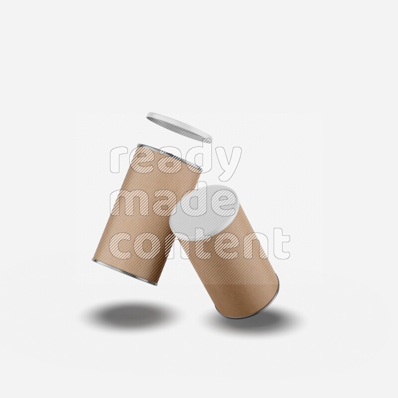 Set of Kraft paper tube mockup with plastic cap isolated on white background 3d rendering