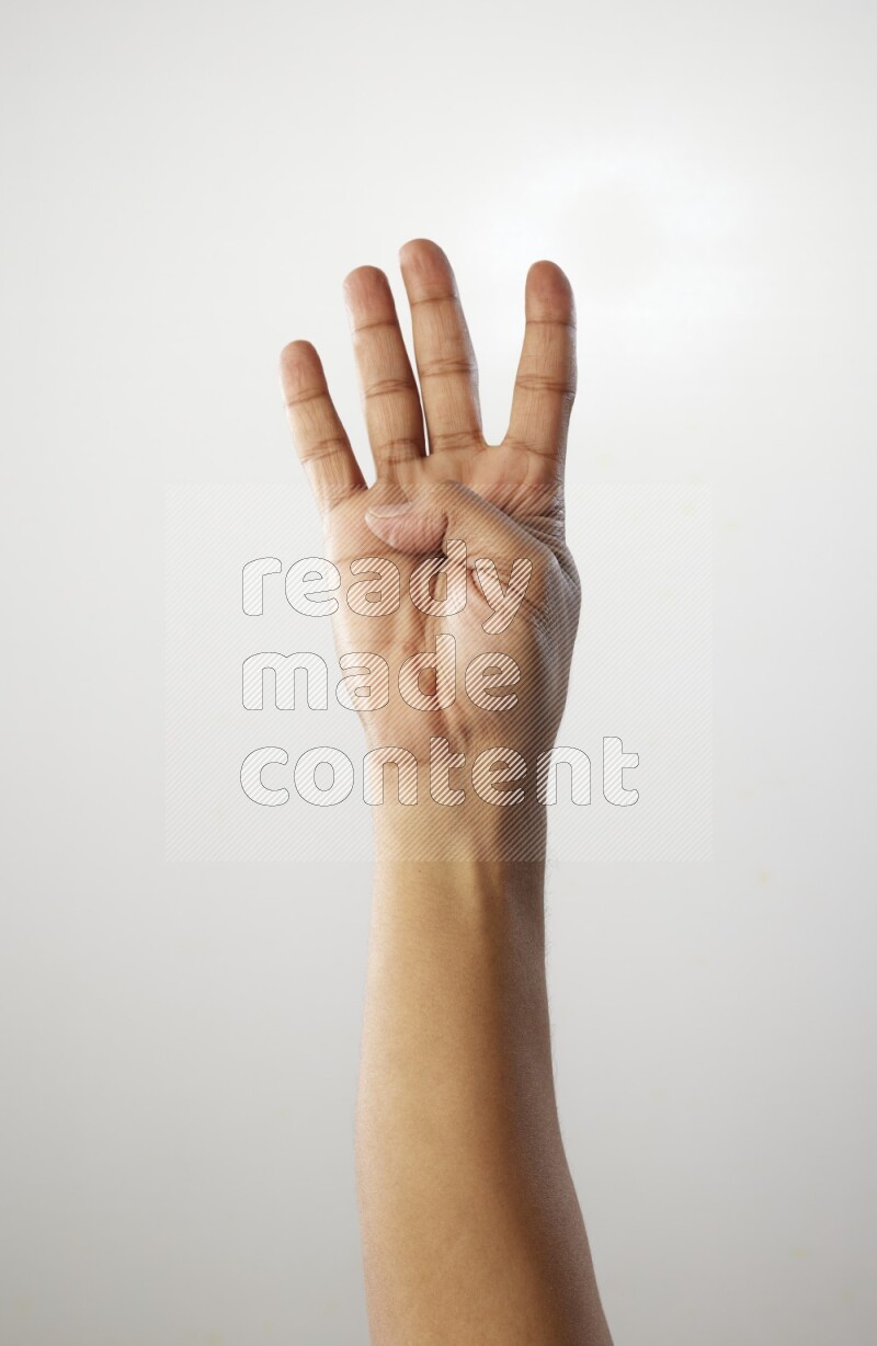 Male Hand with numbers sign on white Background