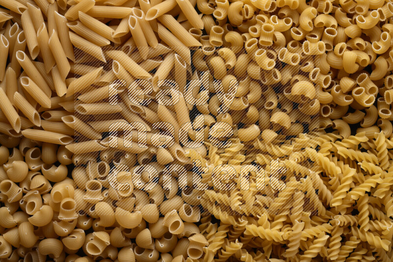 4 types of pasta filling the frame