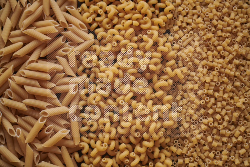 3 types of pasta filling the frame