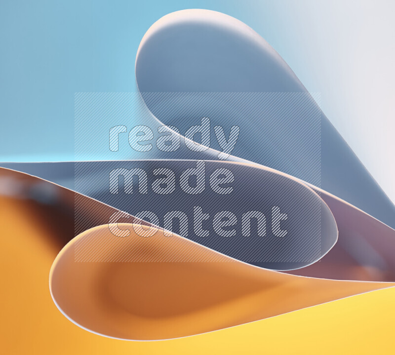 An abstract art of paper folded into smooth curves in blue and yellow gradients
