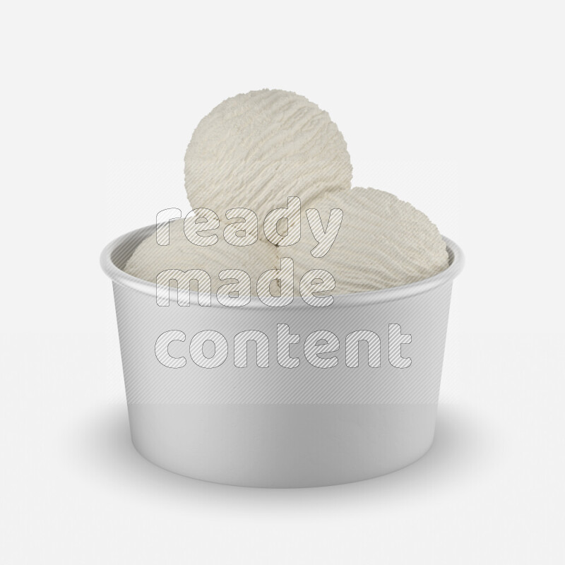 Ice cream in a white rough paper cup mockup isolated on white background 3d rendering