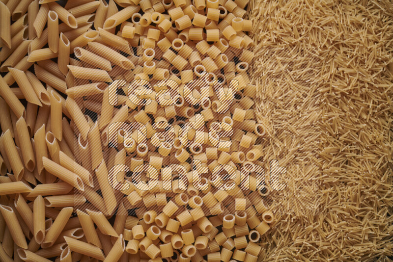 3 types of pasta filling the frame