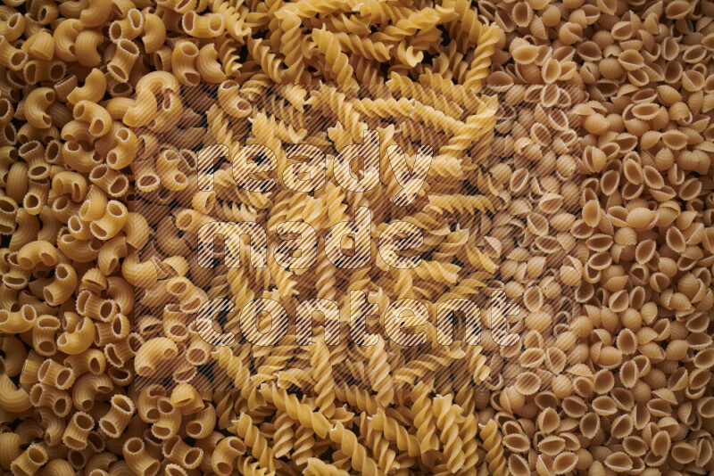 3 types of pasta filling the frame