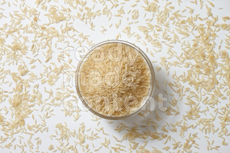 Basmati golden rice on white background