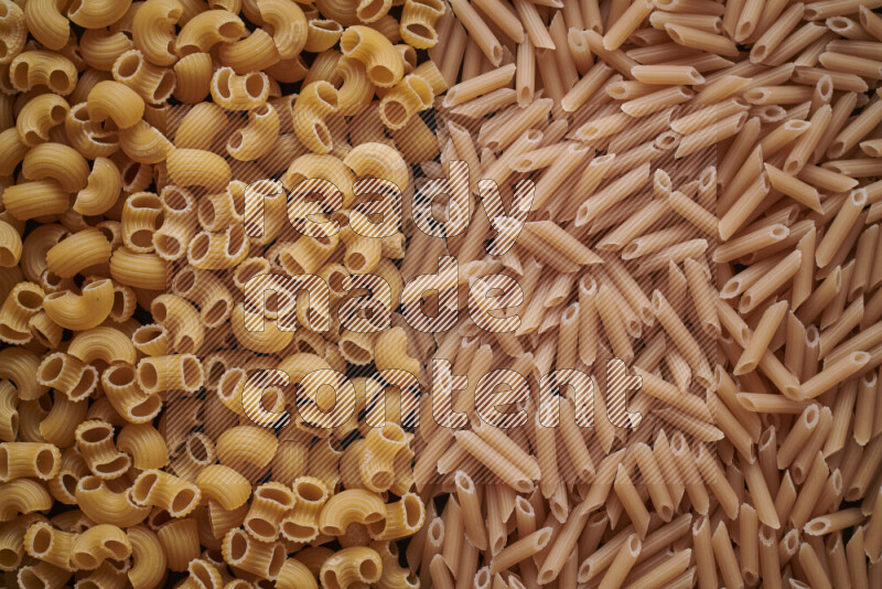 2 types of pasta filling the frame