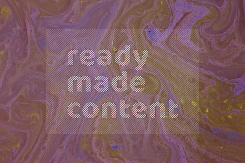 The image depicts a marbling effect with swirling patterns of purple and yellow