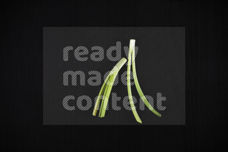 The growth stages of green onions all on black background