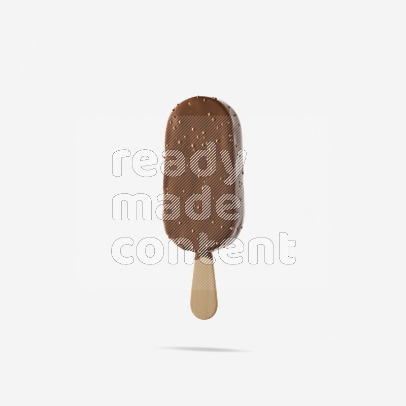 Chocolate ice cream stick mockup isolated on white background 3d rendering
