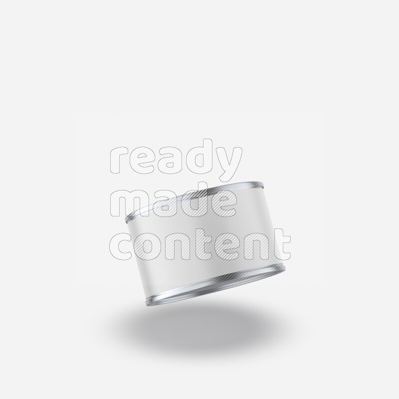 Glossy metallic tin can mockup with white blank label isolated on white background 3d rendering