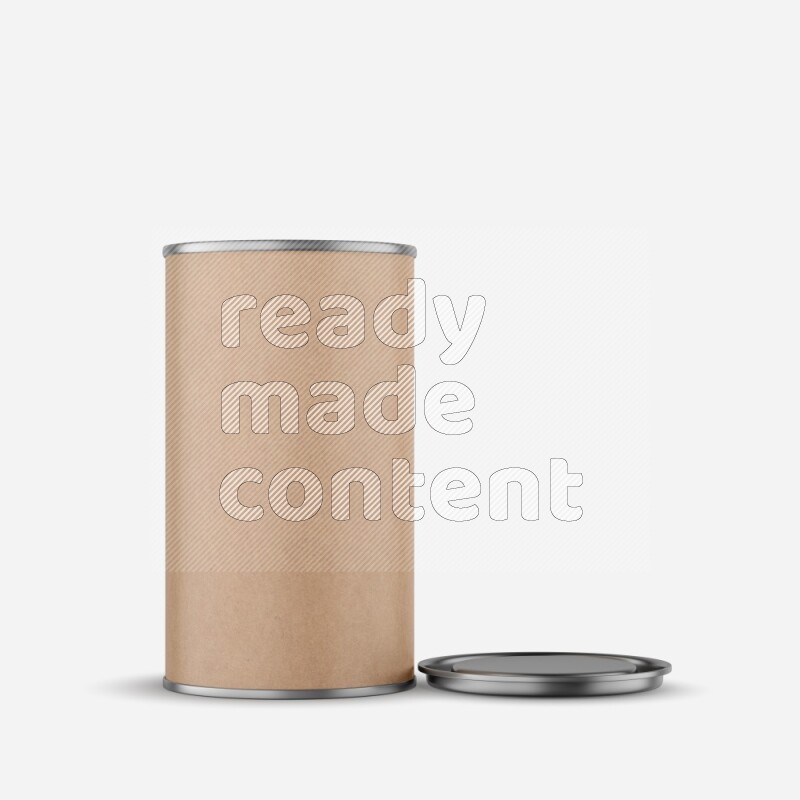 Kraft paper tube mockup with metal lid isolated on white background 3d rendering