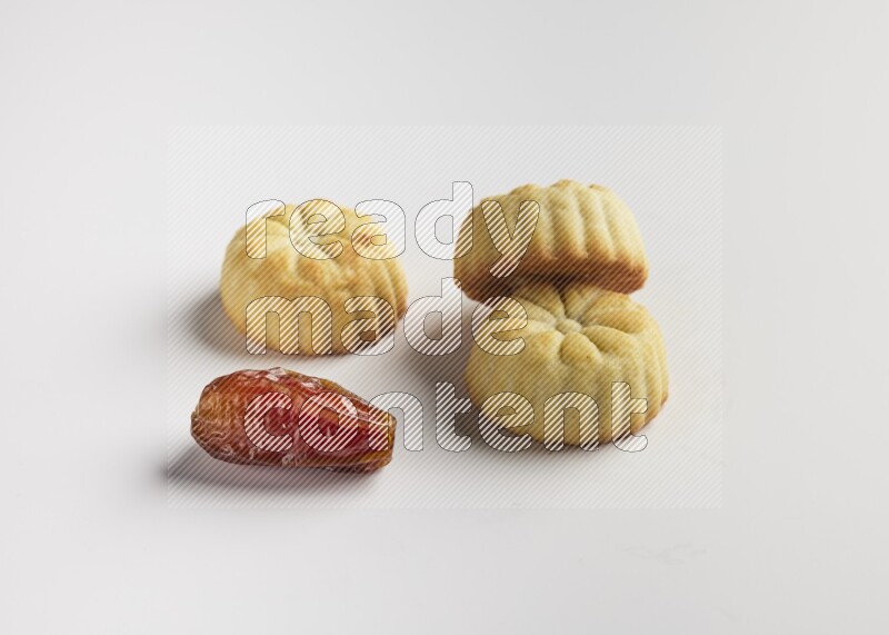 Three Pieces of Maamoul direct on white background