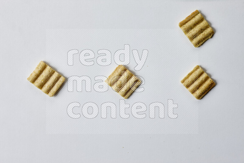 Crackers snacks on white background