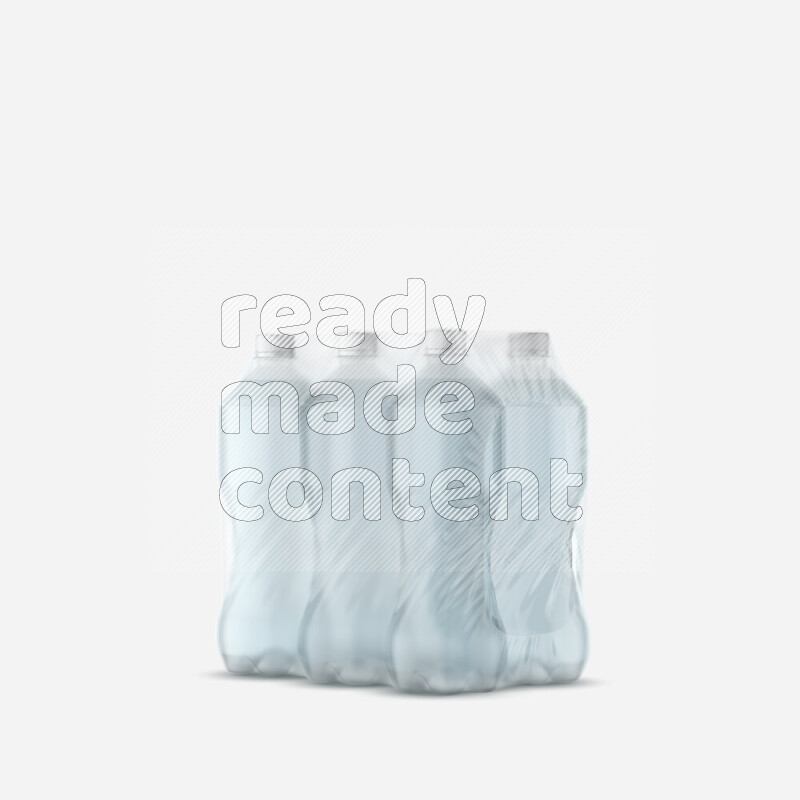 Plastic water bottles mockup wrapped isolated on white background 3d rendering