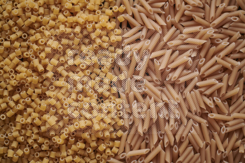 2 types of pasta filling the frame