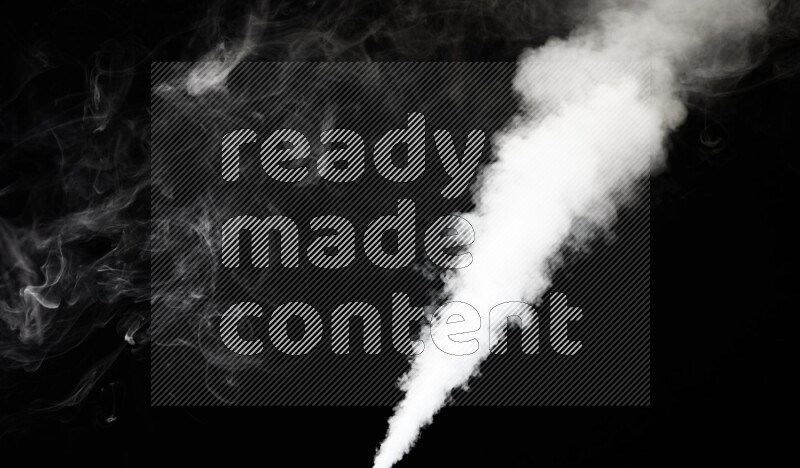 irregular white smoke on black background.