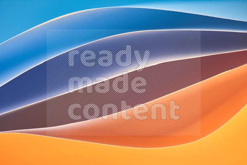 This image showcases an abstract paper art composition with paper curves in blue and orange gradients created by colored light