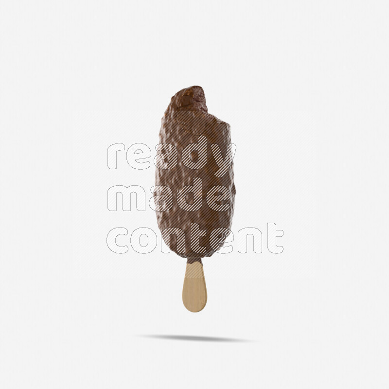 Chocolate ice cream stick mockup isolated on white background 3d rendering
