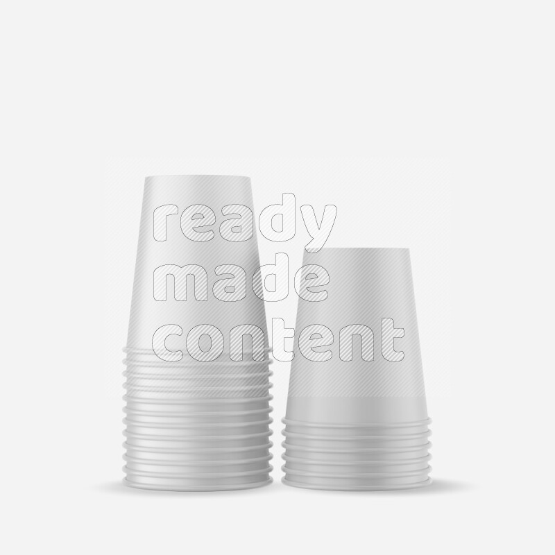 Set of glossy plastic cup mockup isolated on white background 3d rendering