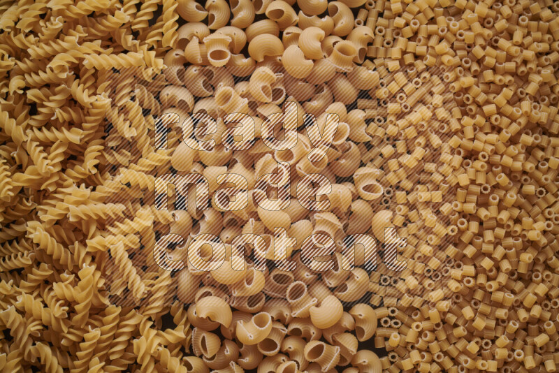 3 types of pasta filling the frame