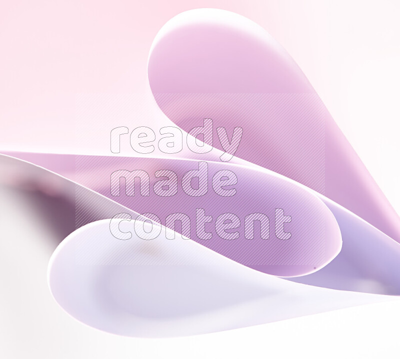 An abstract art of paper folded into smooth curves in white and pink gradients