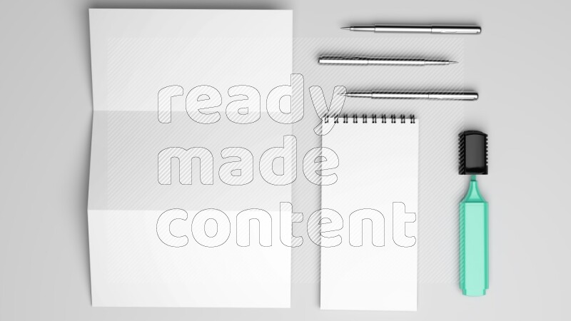Corporate Stationery Elements, Blank White Textured Brand ID, On White Background