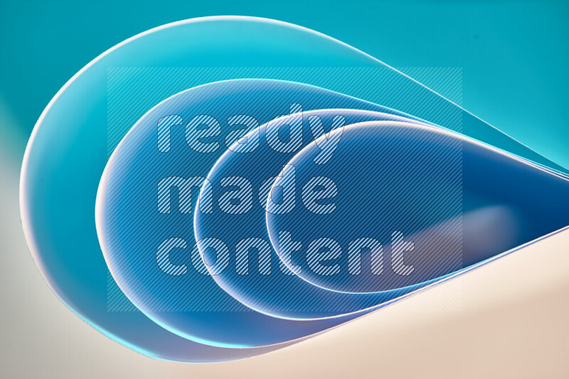 An abstract art of paper folded into smooth curves in blue gradients