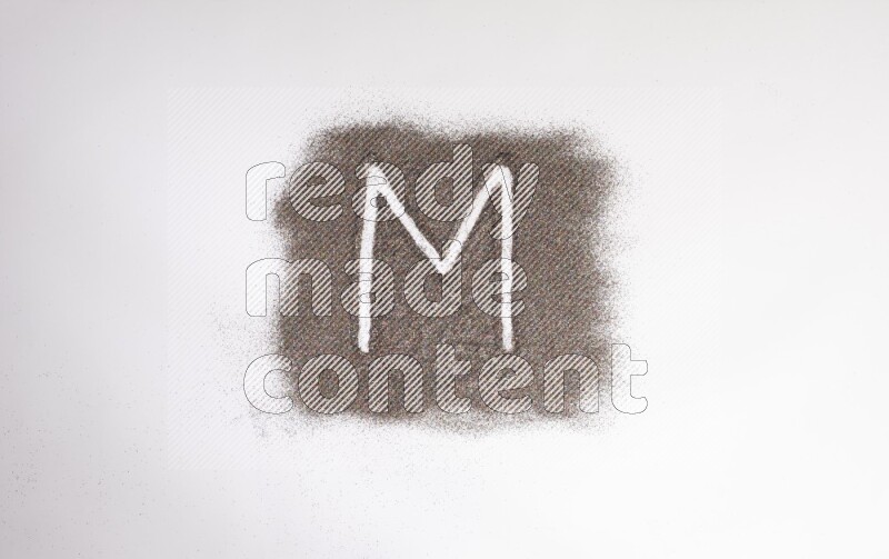 Alphabets written with glitter on white background