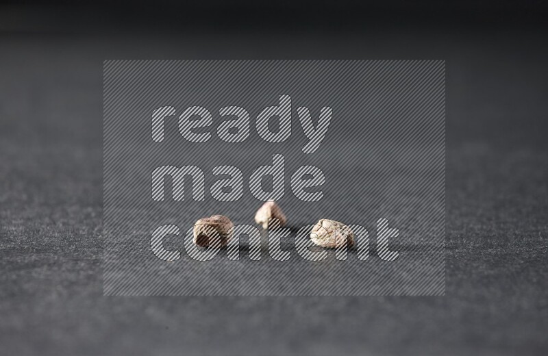 3 حبات من الفستق المقشر علي خلفية سوداء