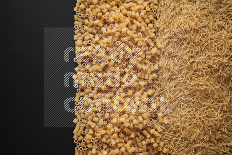 Different pasta types on black background