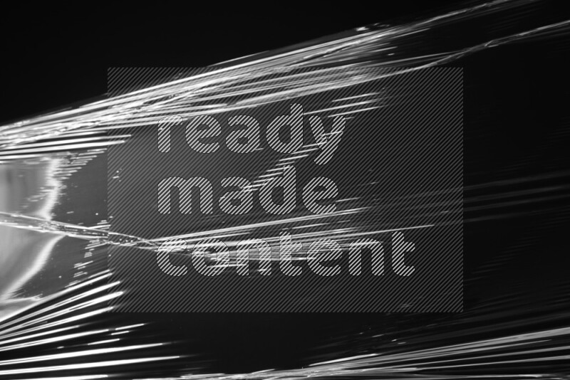 Plastic wrap texture on black background