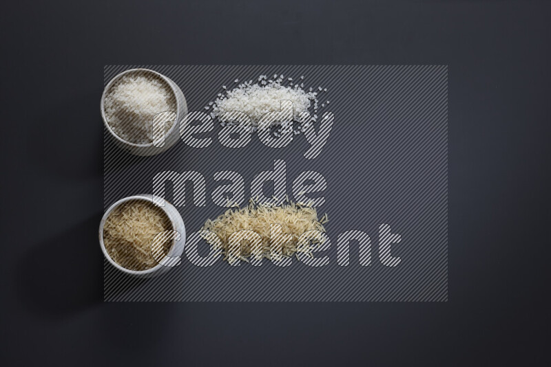 بقوليات في أوعية فخارية علي خلفية رمادية