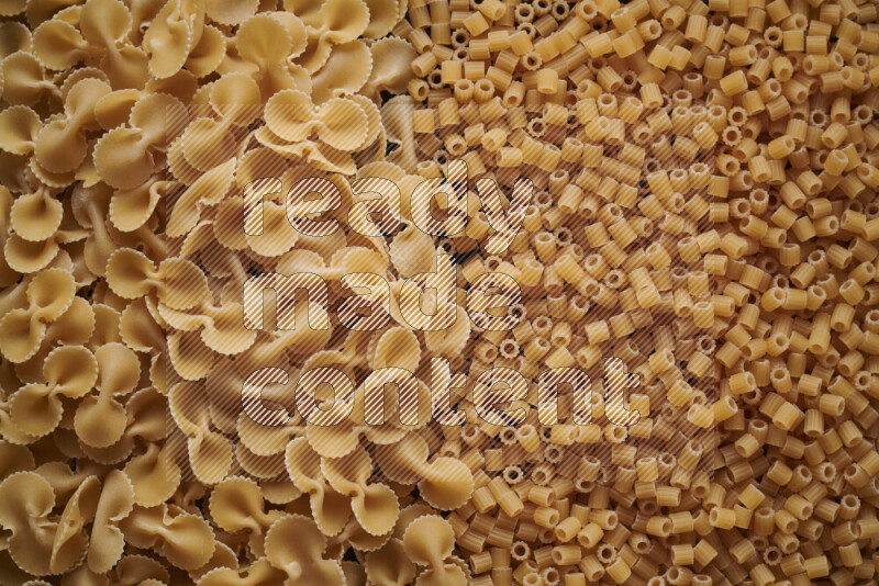 2 types of pasta filling the frame