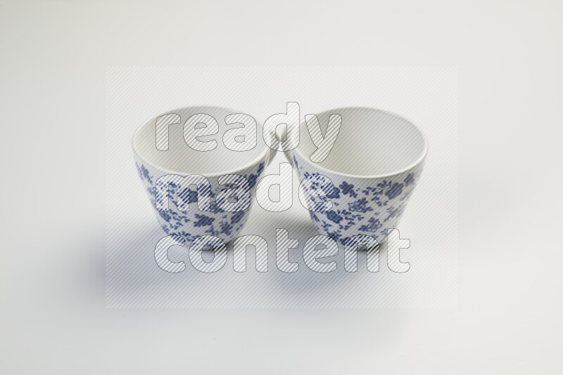 white and blue mug on white background