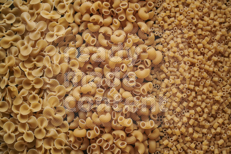 3 types of pasta filling the frame