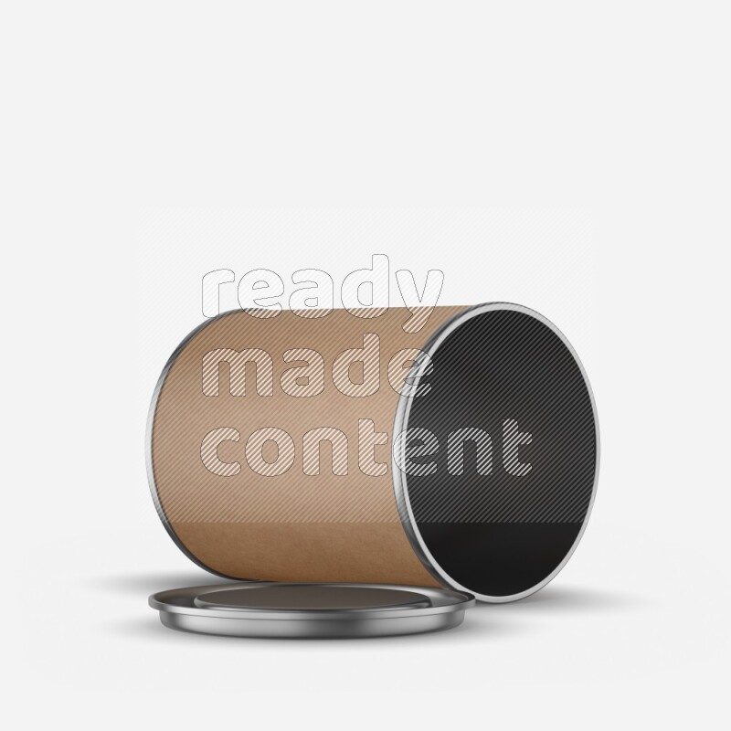 Small kraft paper tube mockup with metal lid isolated on white background 3d rendering