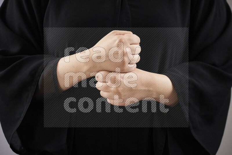 Woman hands gesturing sign language