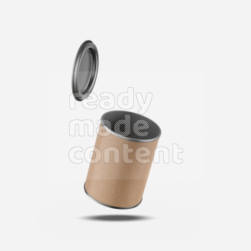 Kraft paper tube mockup with metal lid isolated on white background 3d rendering
