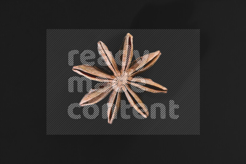 Star anise on black background